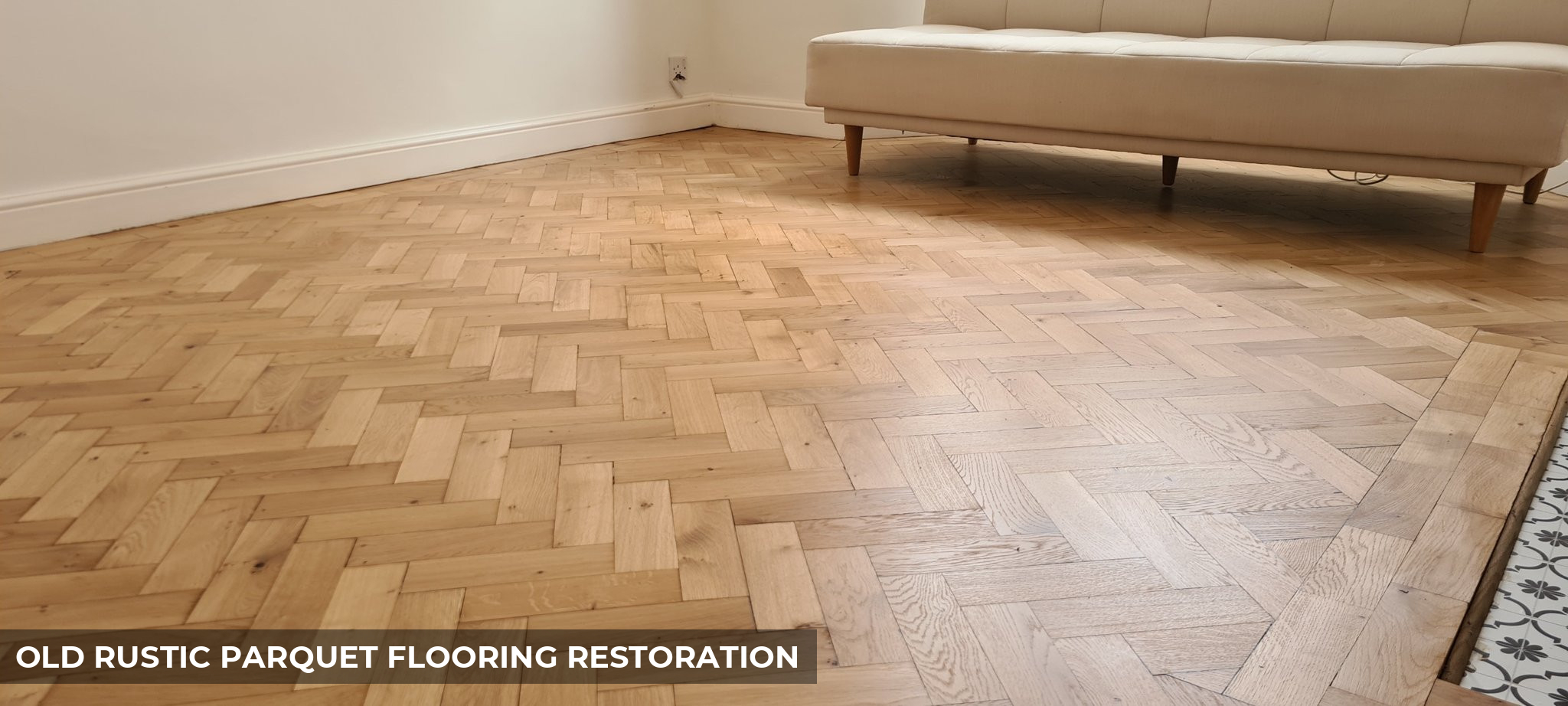 Old Rustic Parquet Flooring Restoration in Wood Green, N22