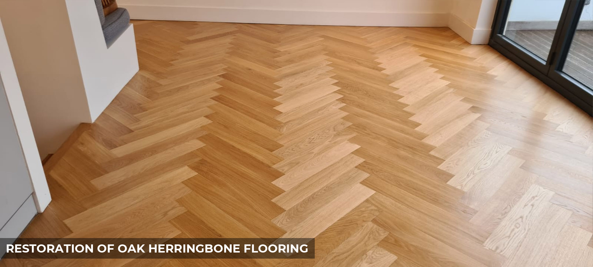 Restoration of Herringbone Oak Parquet Flooring & Oak Stairs in Camden Town