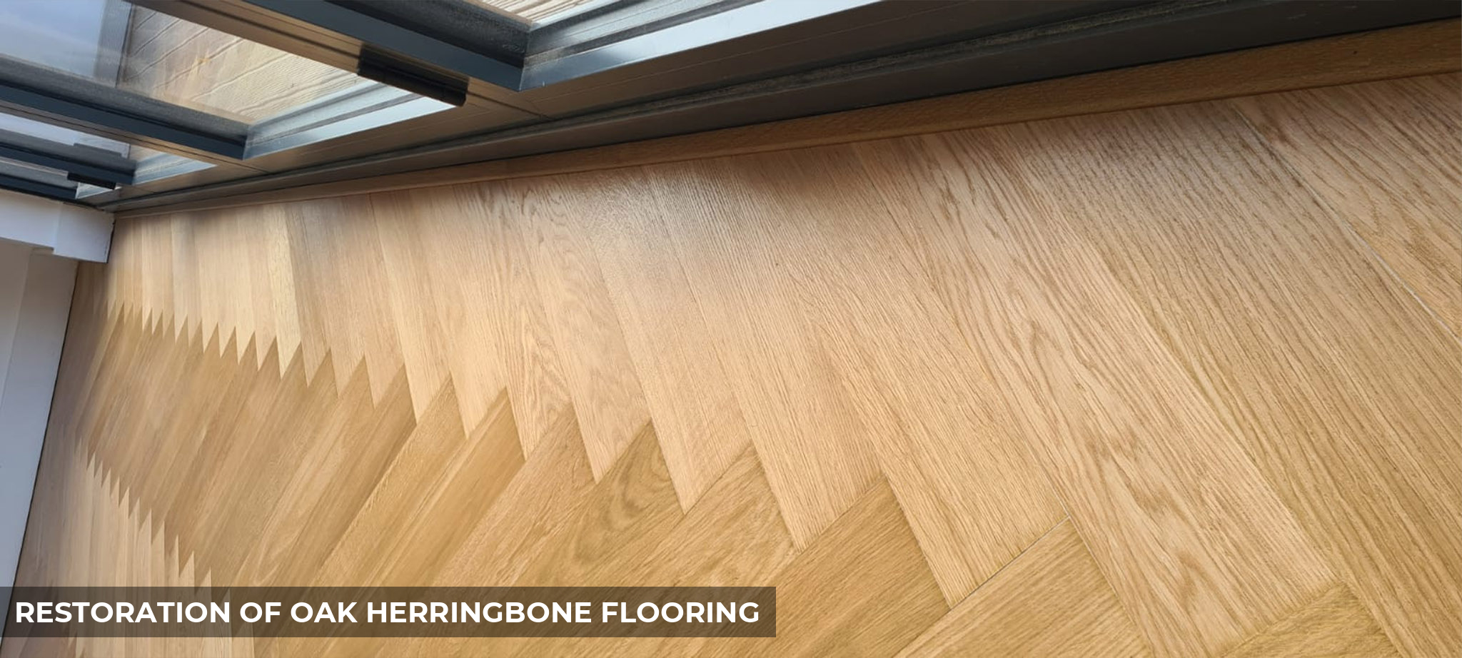 Restoration of Herringbone Oak Parquet Flooring & Oak Stairs in Camden Town