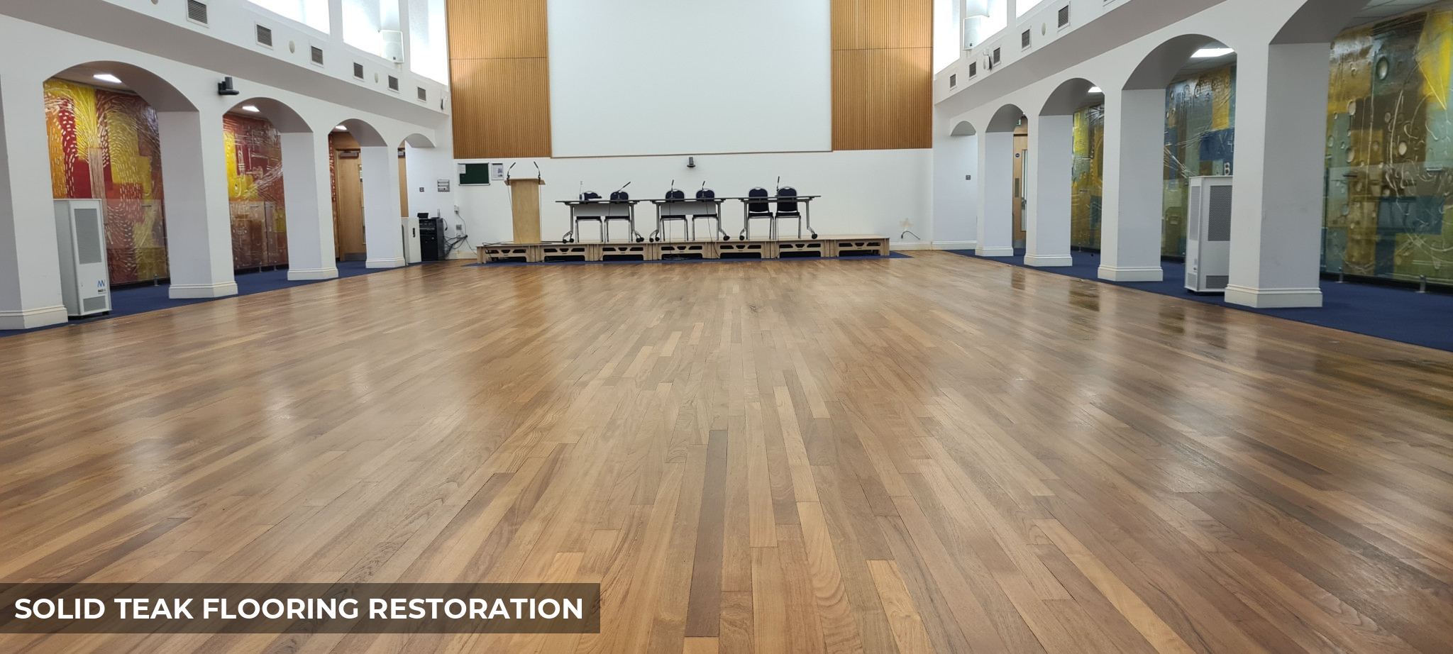 Solid Teak Flooring Restoration at National Education Union in Central London