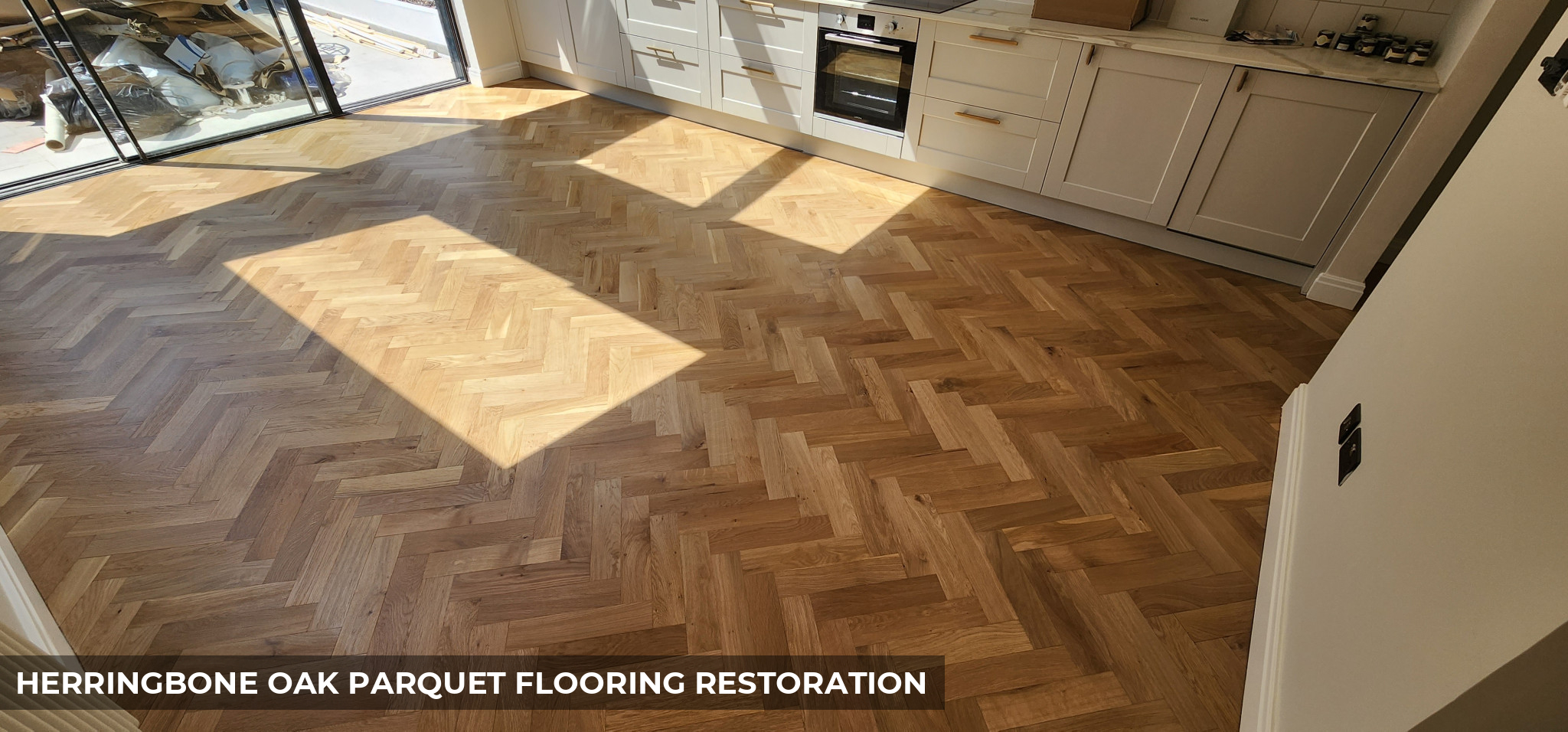 Rustic Herringbone Oak Parquet Flooring Restoration in Fulham, SW16