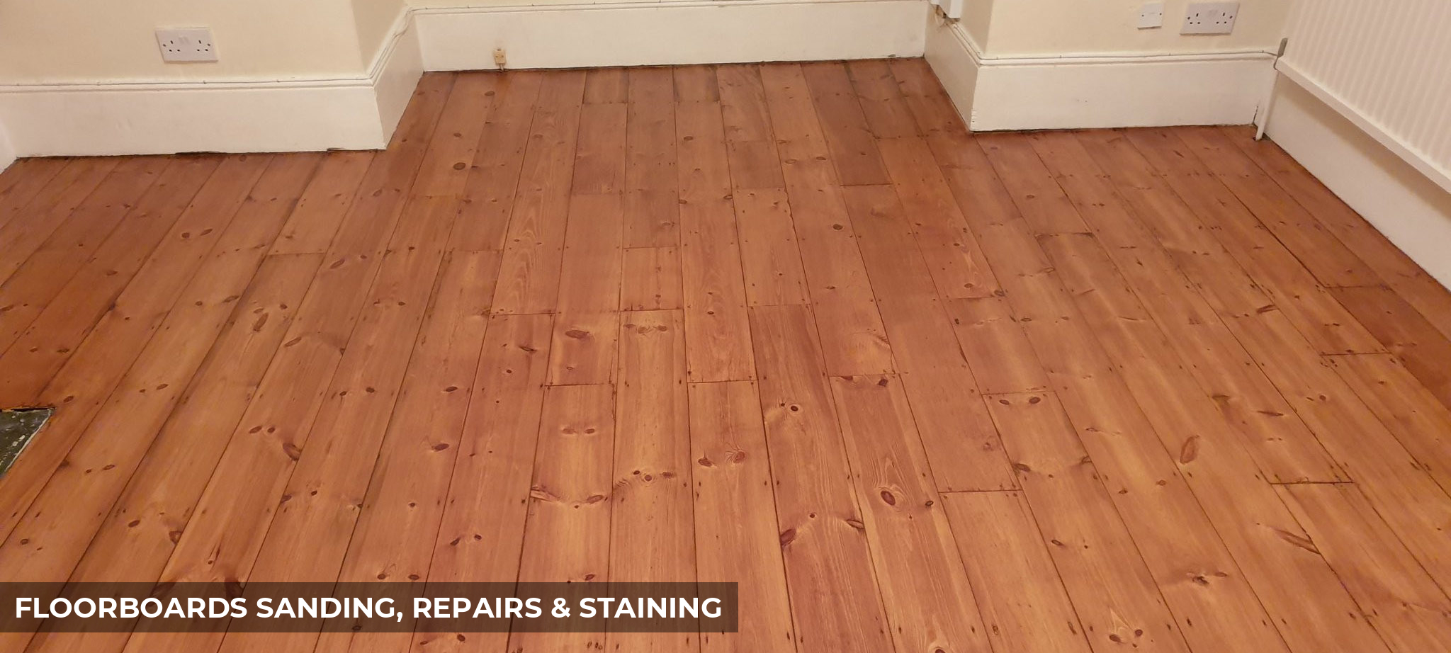 Restoration of Original Floorboards with Repairs & Staining in Twickenham