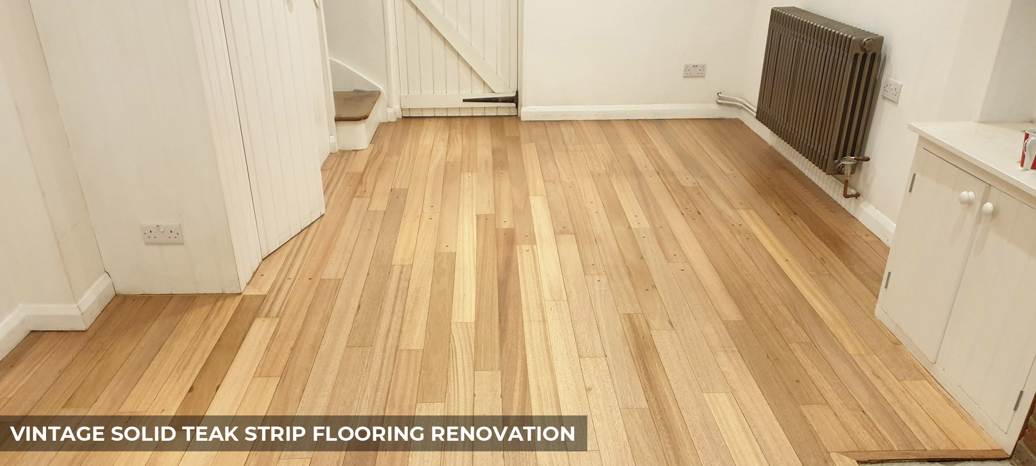 Vintage Solid Teak Strip Flooring Renovation in St Albans