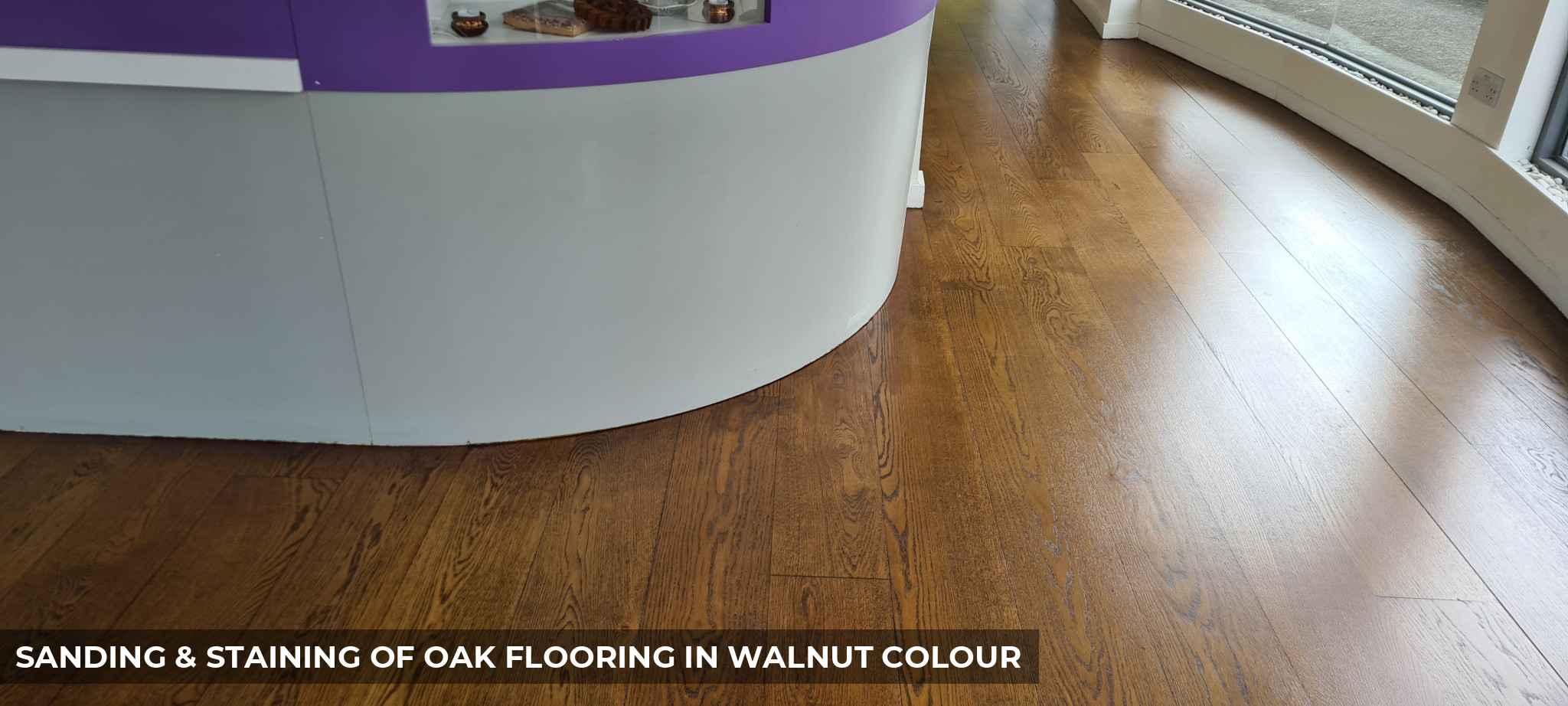 Sanding & Staining of Oak Flooring in Walnut Colour in Wandsworth